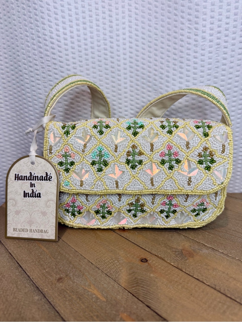 Viral Beaded Yellow and White Floral Shoulder Bag!!